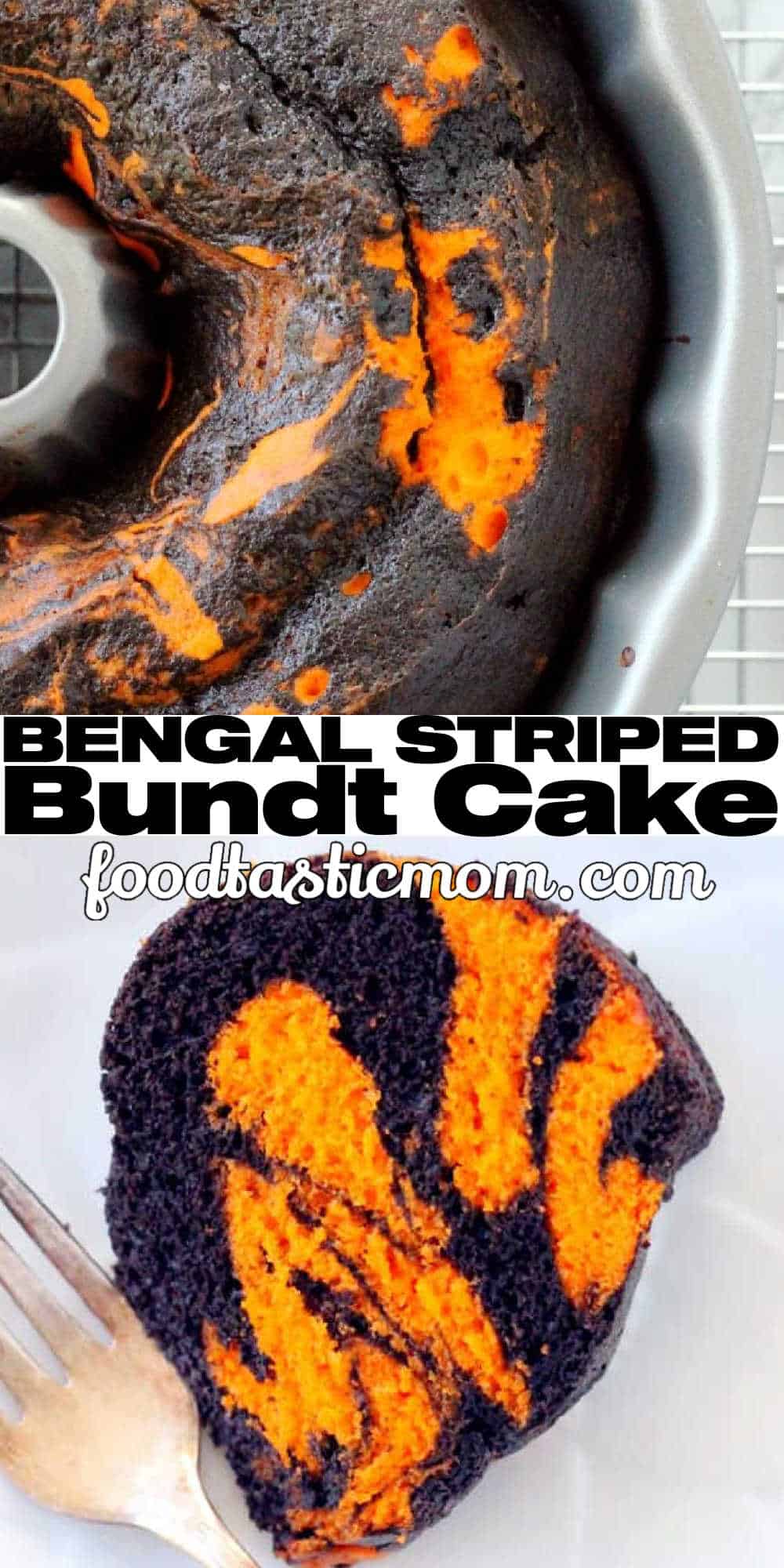 Bengal Striped Bundt Cake | Foodtastic Mom #bengalcake #bengalsrecipes #cincinnatibengalscake #whodey via @foodtasticmom