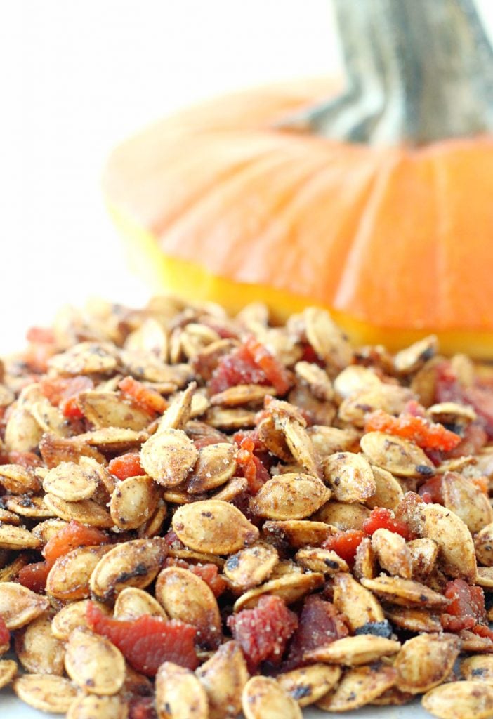 Bourbon Bacon Pumpkin Seeds by Foodtastic Mom #FallFest