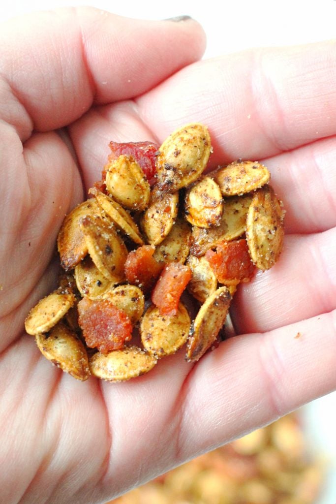 Bourbon Bacon Pumpkin Seeds by Foodtastic Mom #FallFest