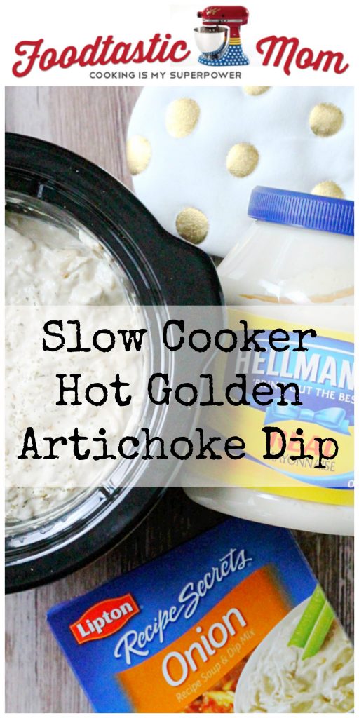 Slow Cooker Hot Golden Artichoke Dip by Foodtastic Mom #CelebrateMeals #ad