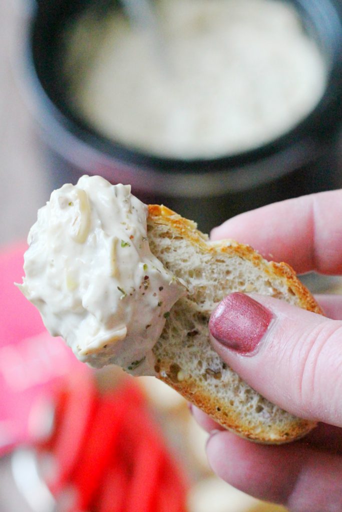 Slow Cooker Hot Golden Artichoke Dip #CelebrateMeals #ad