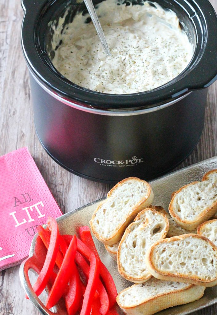 Slow Cooker Hot Golden Artichoke Dip #CelebrateMeals #ad