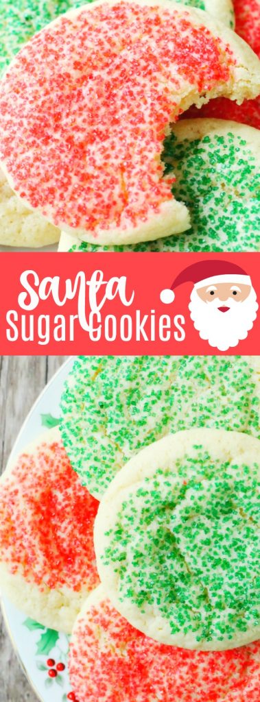Santa Sugar Cookies | Foodtastic Mom #christmascookies #cookierecipes #holidaycookies #santa #christmas via @foodtasticmom