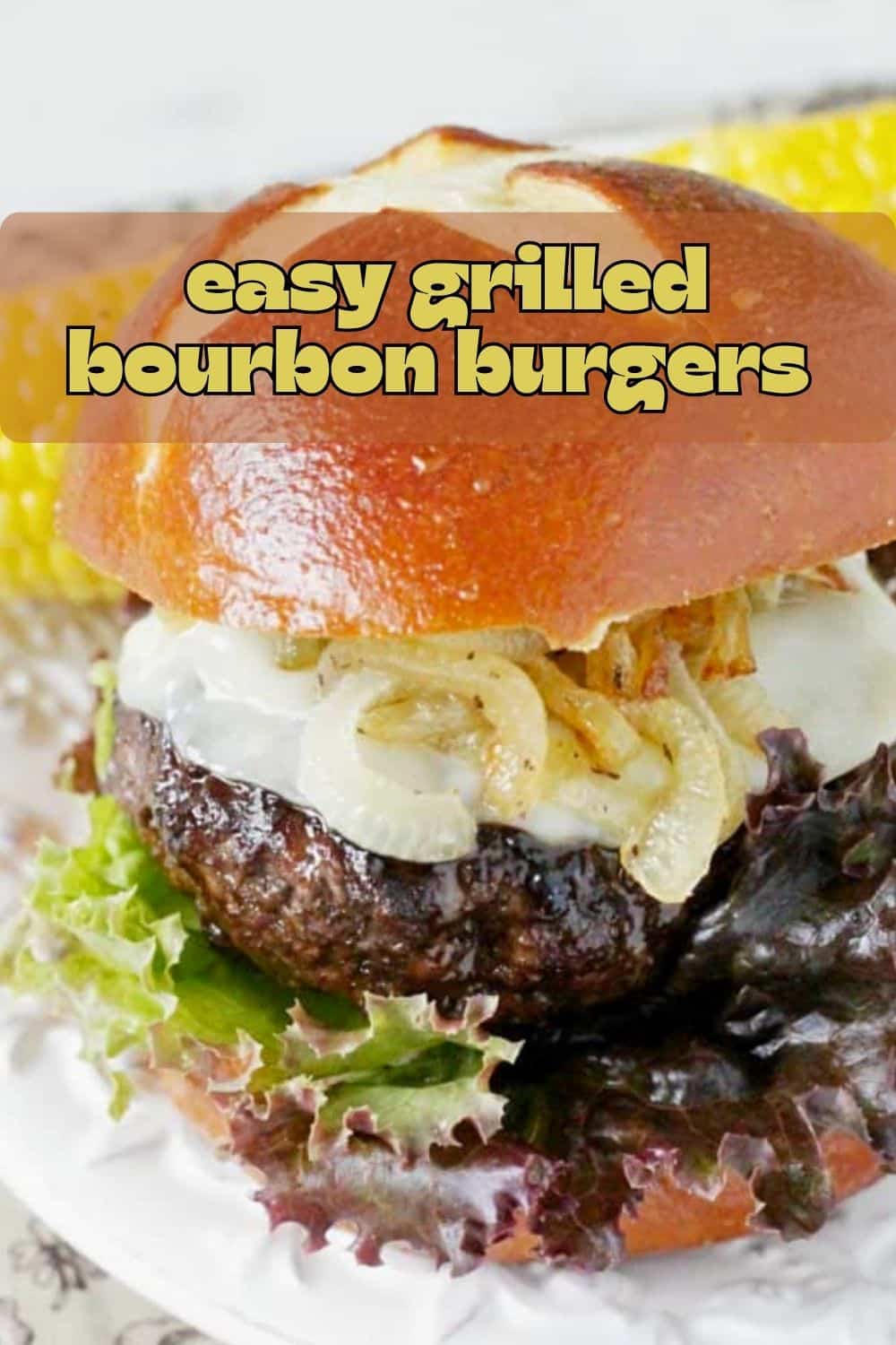 Deliciously seasoned and grilled beef burgers topped with bourbon caramelized onions and melted Provolone cheese. via @foodtasticmom