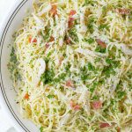 Turkey Carbonara - use up that leftover Thanksgiving turkey! #ohioeggs #ad