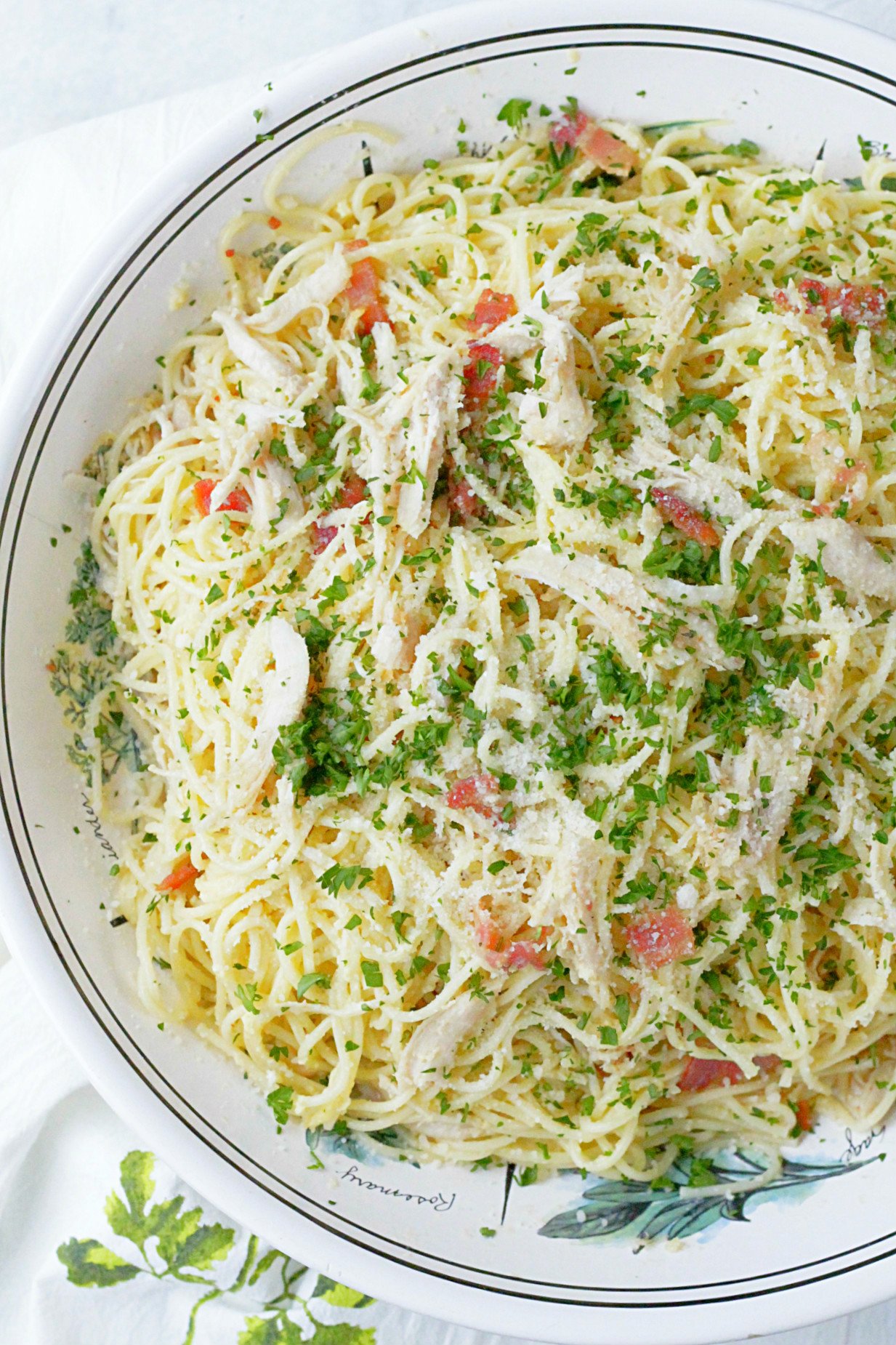 Turkey Carbonara - use up that leftover Thanksgiving turkey! #ohioeggs #ad