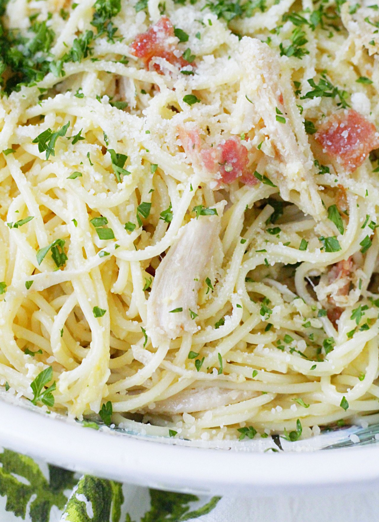 Turkey Carbonara - use up that leftover Thanksgiving turkey! #ohioeggs #ad