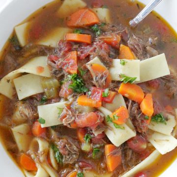 beef noodle soup top view