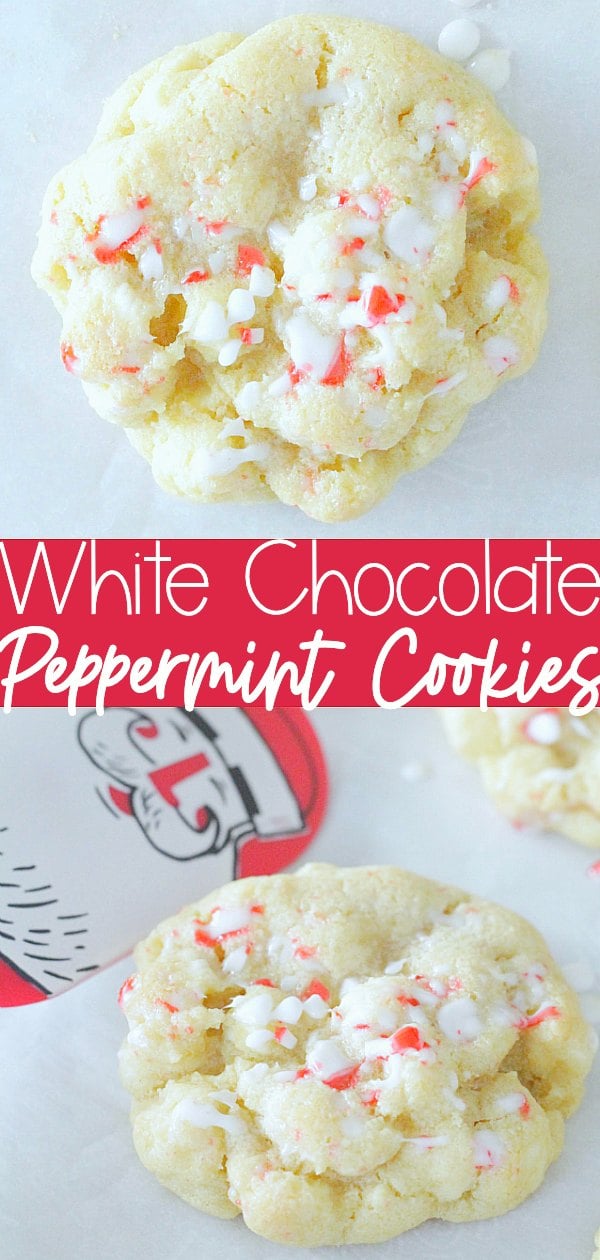 My White Chocolate Peppermint Cookies are famous. Crushed candy canes and white chocolate chips combine for the best Christmas cookie! via @foodtasticmom