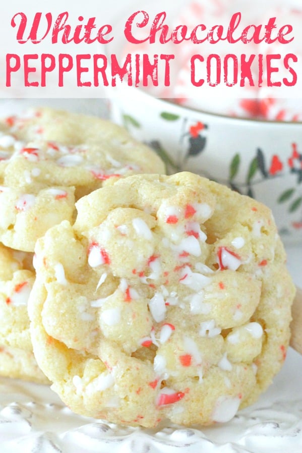 My White Chocolate Peppermint Cookies are famous. Crushed candy canes and white chocolate chips combine for the best Christmas cookie! via @foodtasticmom