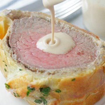holiday beef Wellington pour