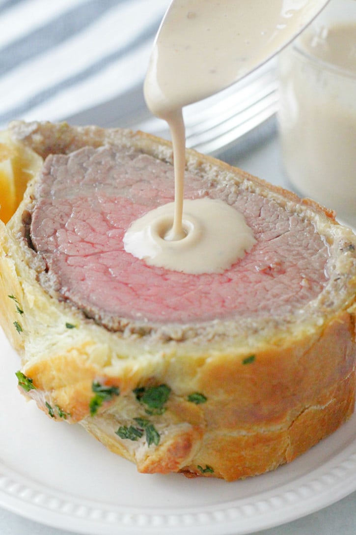 holiday beef Wellington pour