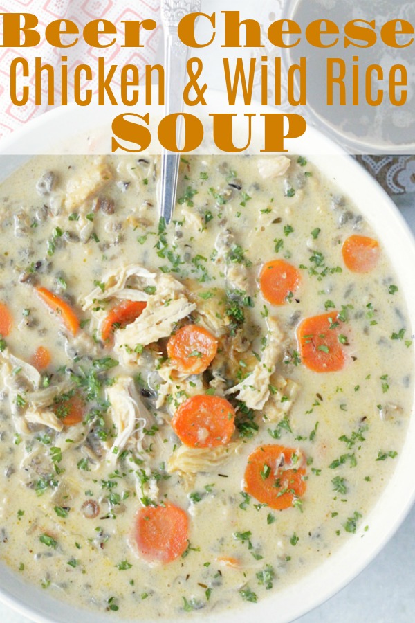 Slow Cooker Beer Cheese Chicken & Wild Rice Soup | Foodtastic Mom