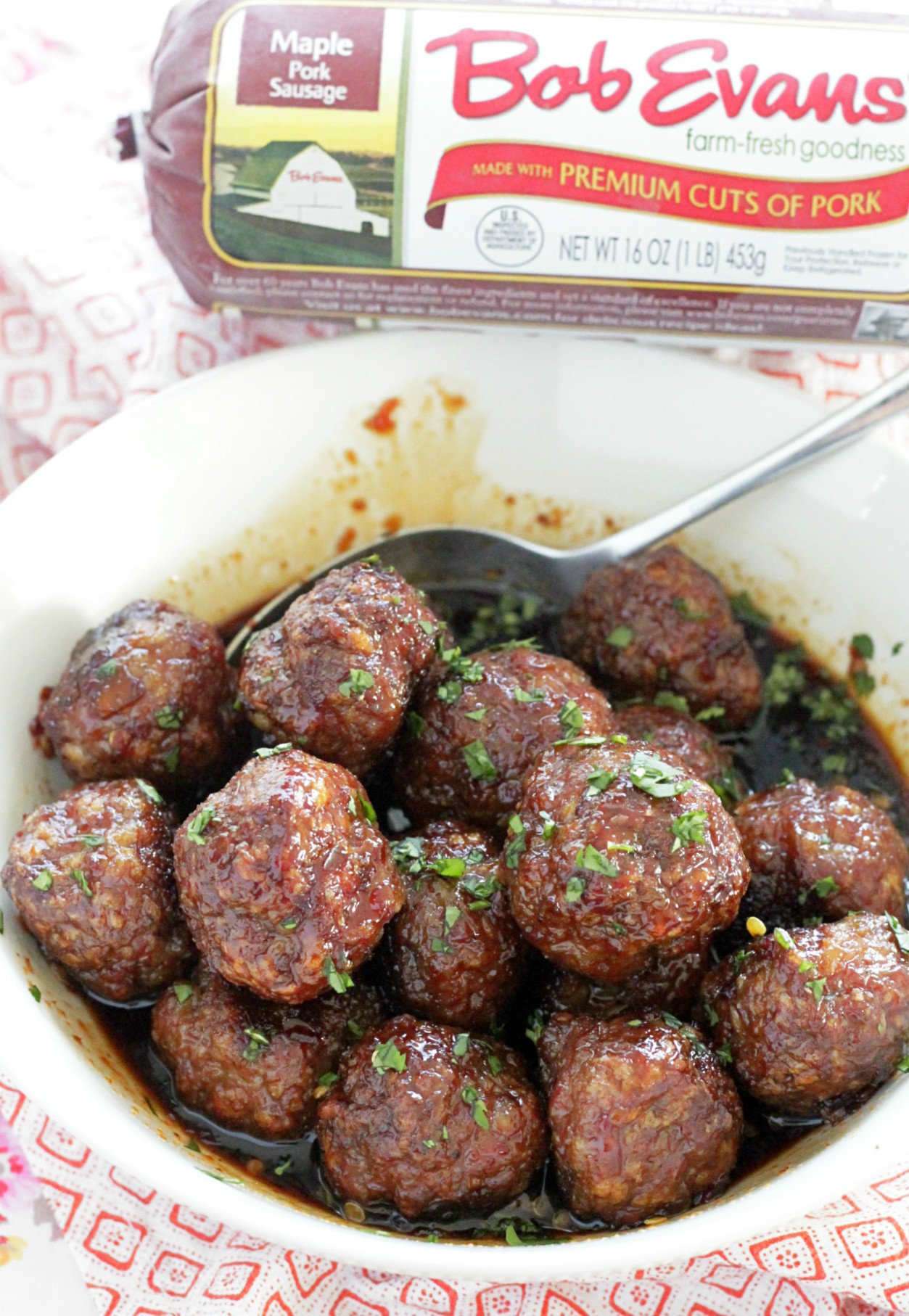 maple meatballs with bob evans sausage roll