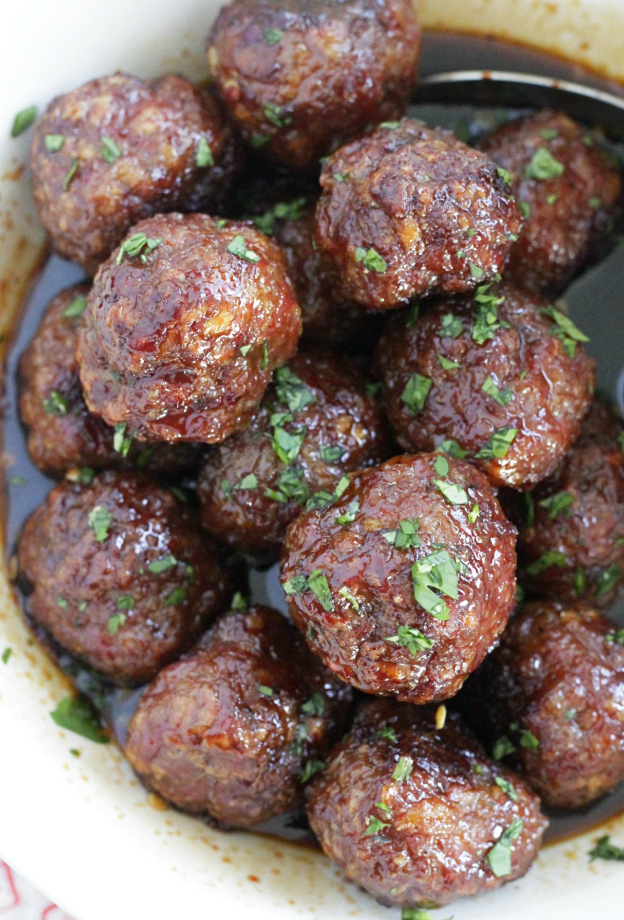 maple meatballs in a bowl