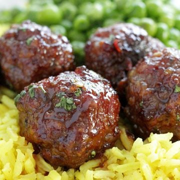 maple meatballs close up