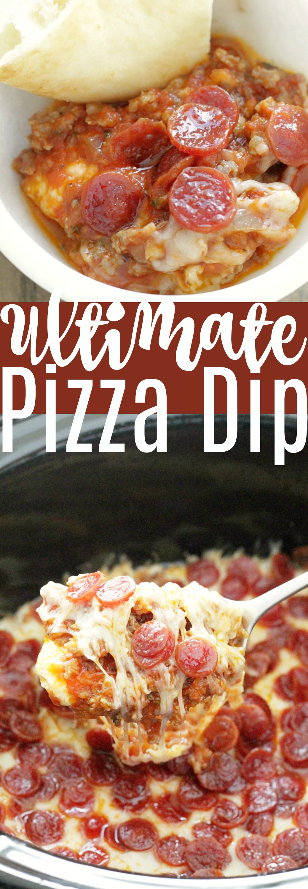 Ultimate Pizza Dip - for the Slow Cooker | Foodtastic Mom #pizzadip #pizzarecipes #diprecipes #slowcookerrecipes via @foodtasticmom
