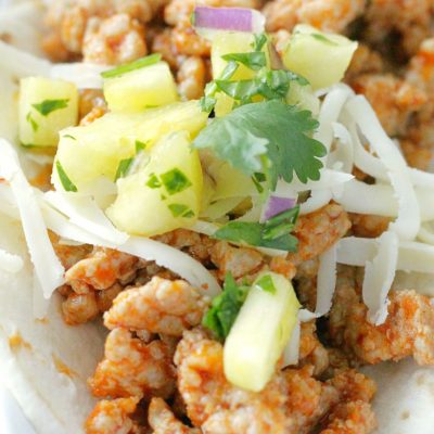 pork tacos front view