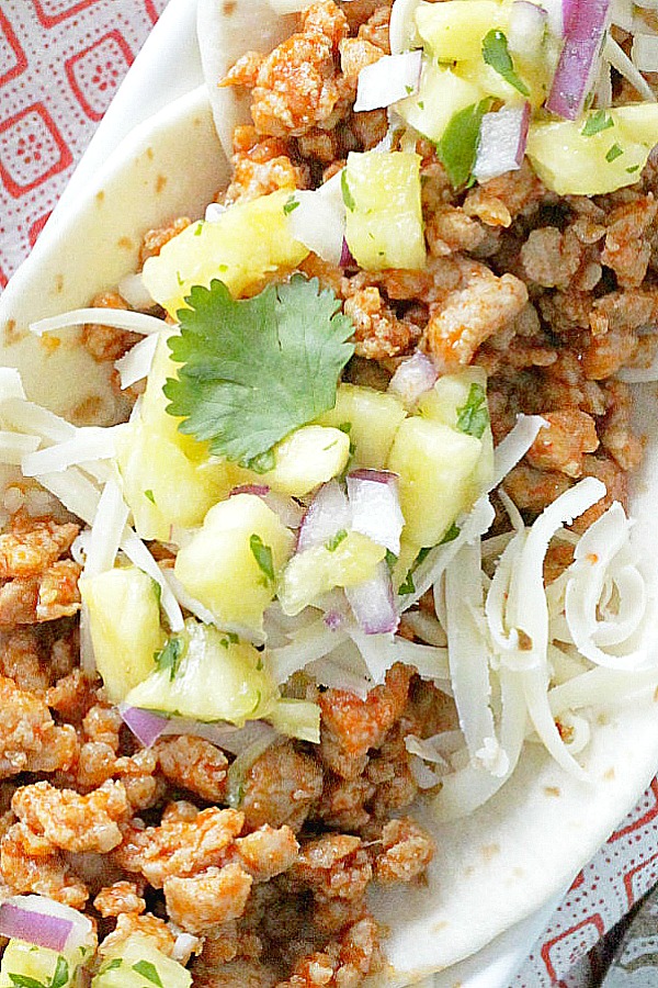 Ground Pork Tacos - Al Pastor Style - Foodtastic Mom