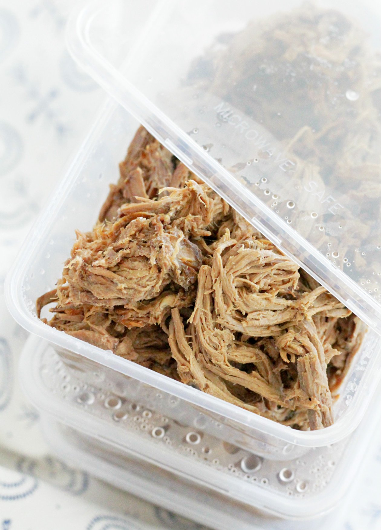 cook once eat all week with shredded beef close up of beef in meal prep containers