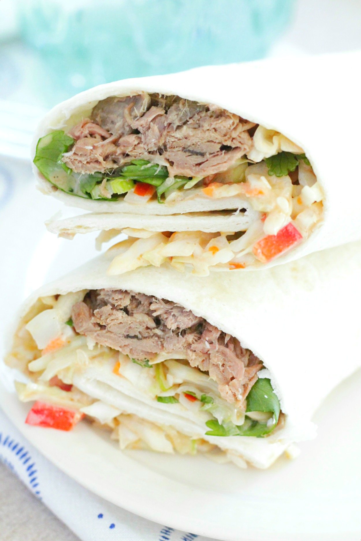 cook once eat all week with shredded beef close up of asian beef wrap with creamy hoisin slaw