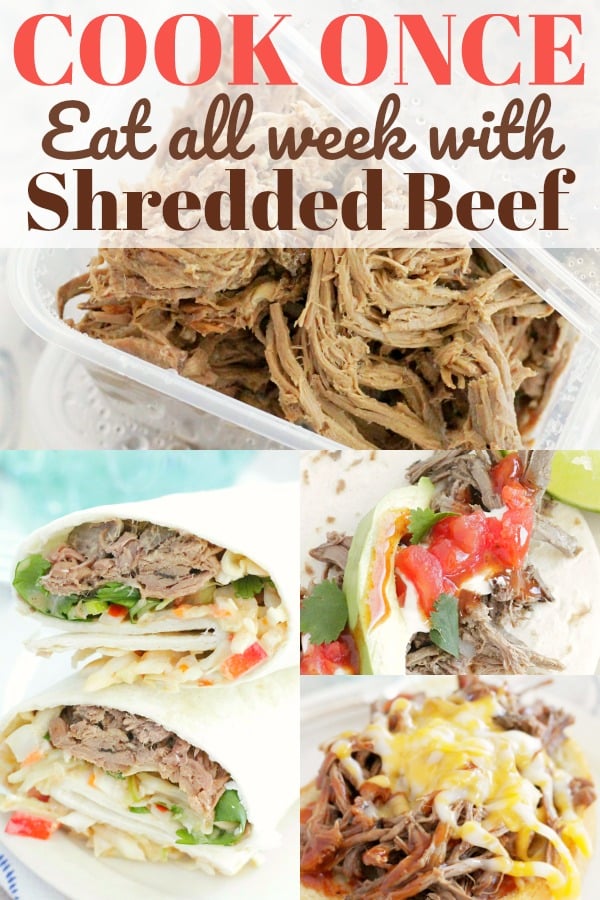 Cook Once Eat All Week with Shredded Beef | Foodtastic Mom #beef #mealprep #mealplanning #cookonceeatallweek #dinner #beefrecipes #easydinners