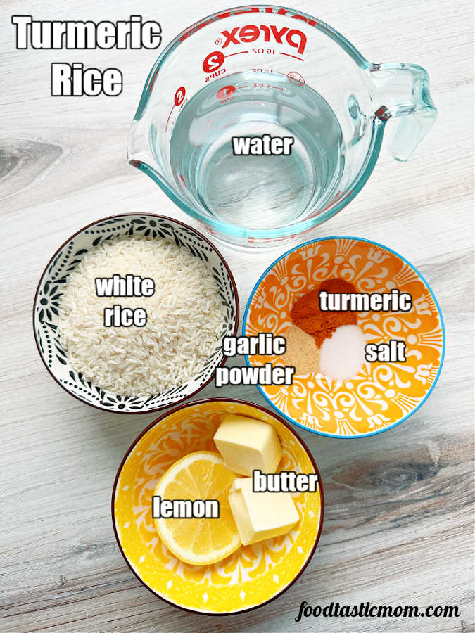 picture of ingredients needed to make turmeric rice