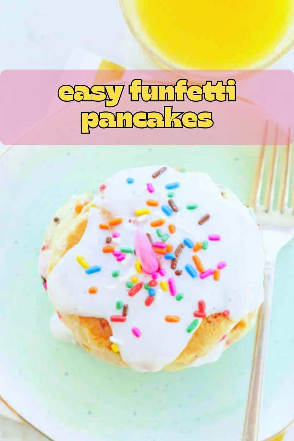 My birthday cake pancakes are also known as funfetti pancakes. Pancake batter plus rainbow sprinkles equals birthday celebration. via @foodtasticmom