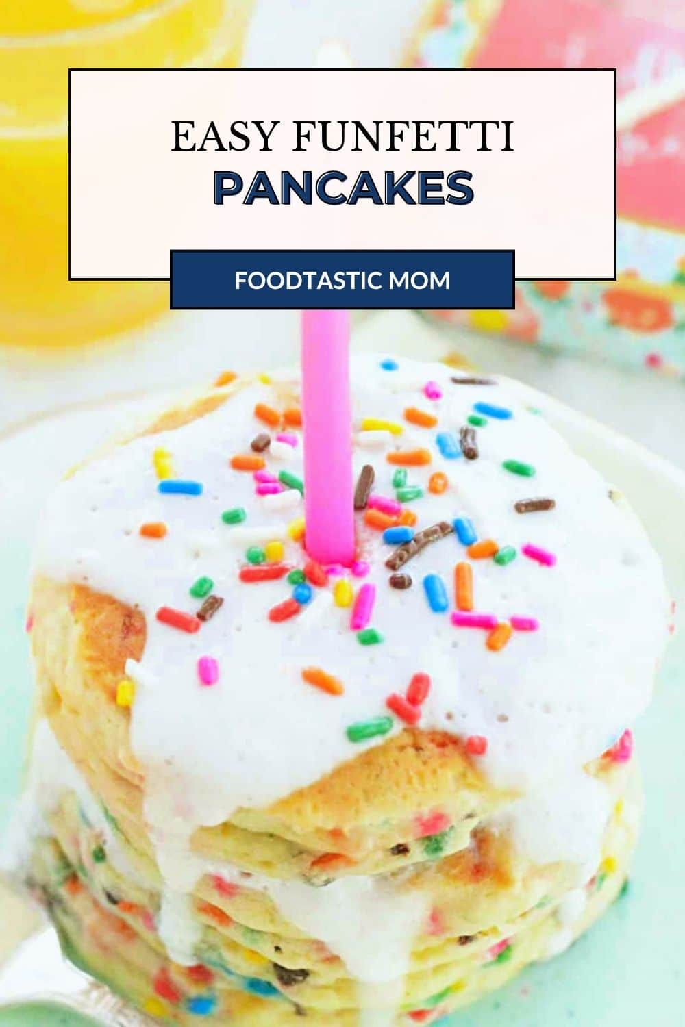 My birthday cake pancakes are also known as funfetti pancakes. Pancake batter plus rainbow sprinkles equals birthday celebration. via @foodtasticmom
