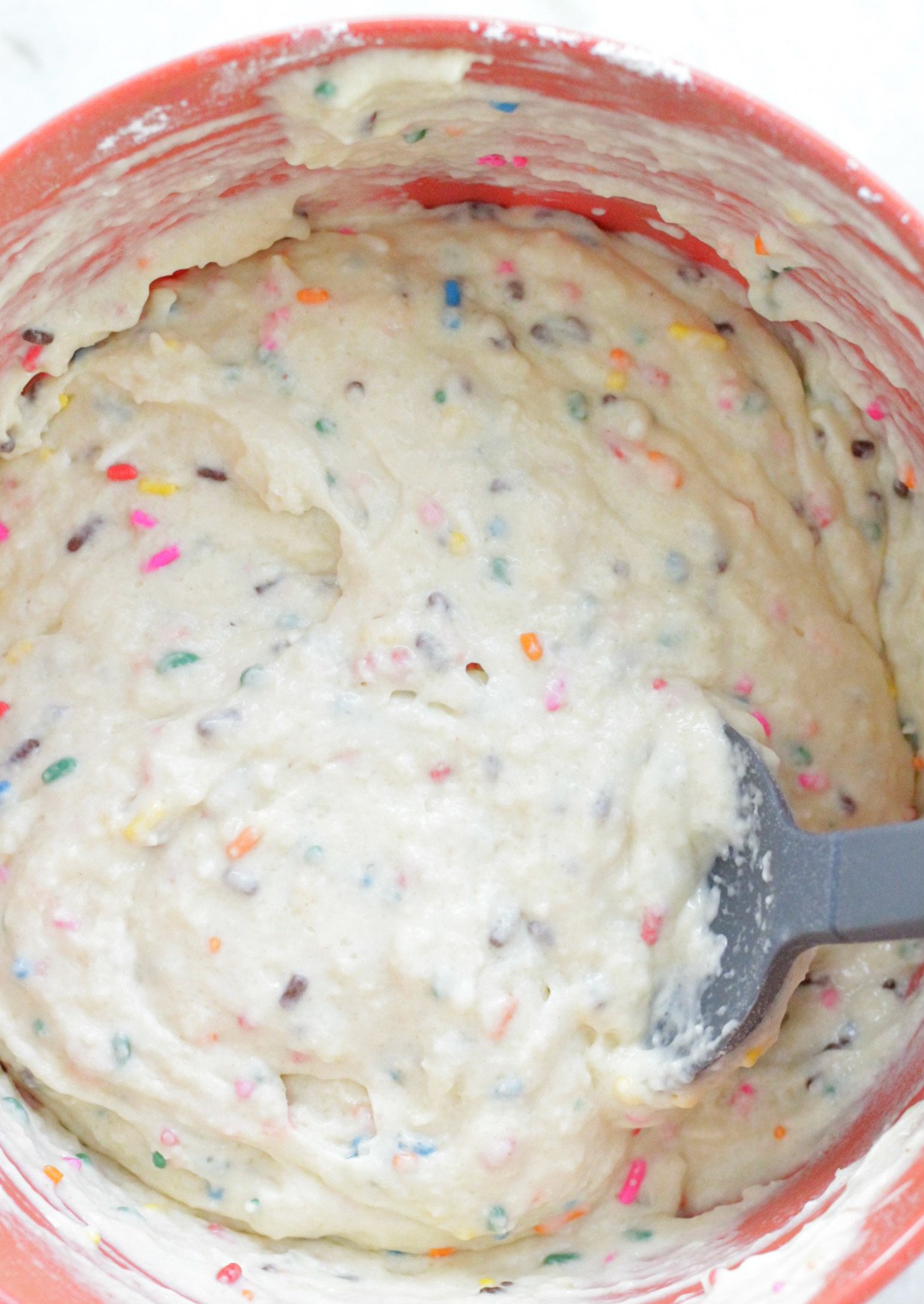 birthday cake pancakes pancake batter in bowl