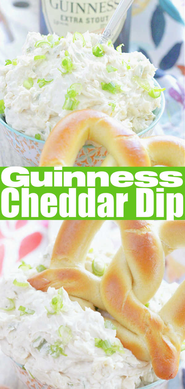 Guinness Cheddar Dip is like an Irish version of beer cheese and is a terrific last-minute appetizer to make for your St. Patrick's Day celebration. via @foodtasticmom