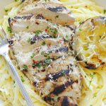 grilled lemon chicken Alfredo in a bowl