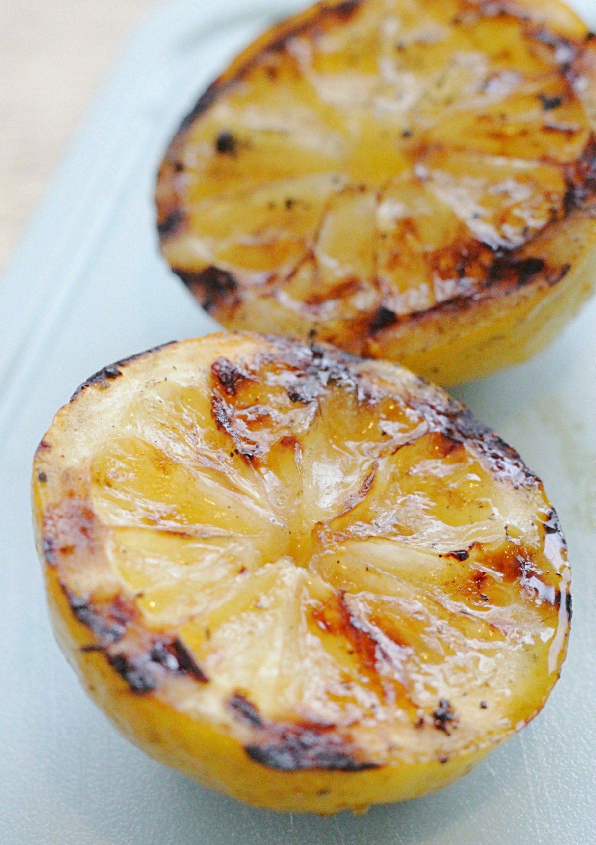 grilled lemon halves for grilled lemon chicken alfredo