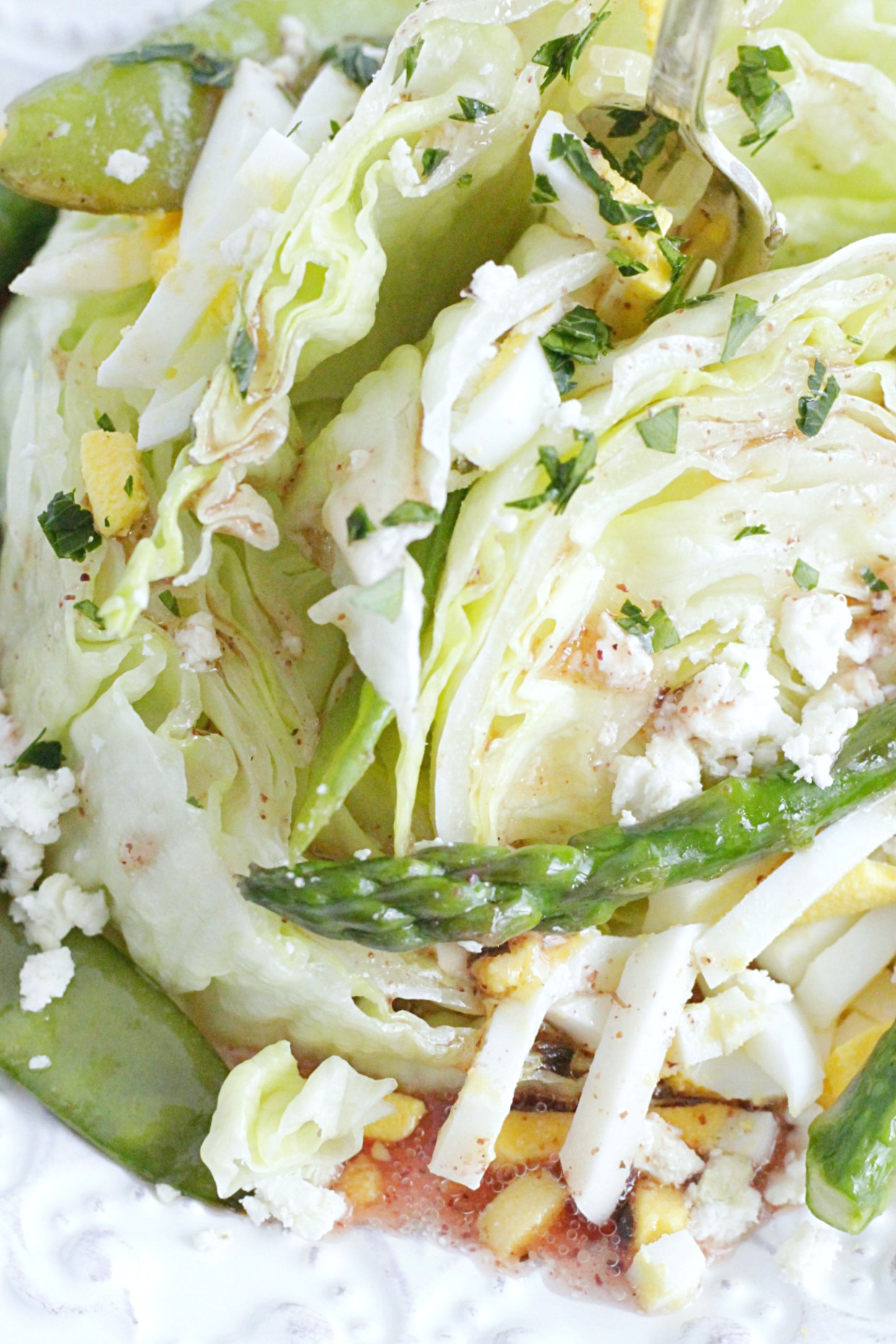 close up of spring wedge salad