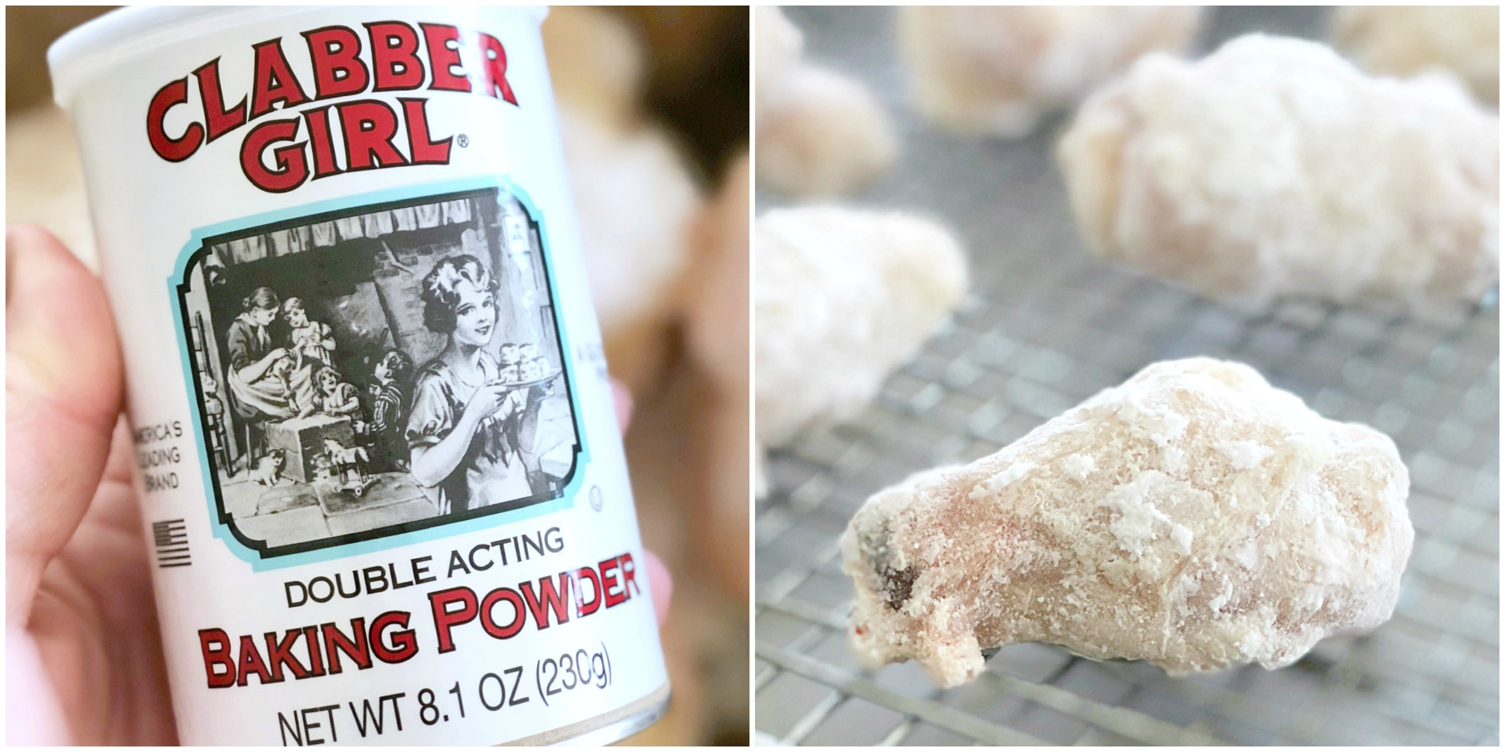 picture of baking powder plus picture of frozen wings coated in baking powder