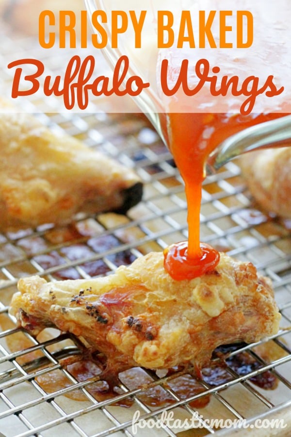 Crispy Baked Chicken Wings with the best Buffalo Sauce | Foodtastic Mom #wings #crispywings #buffalowings #bakedwings
