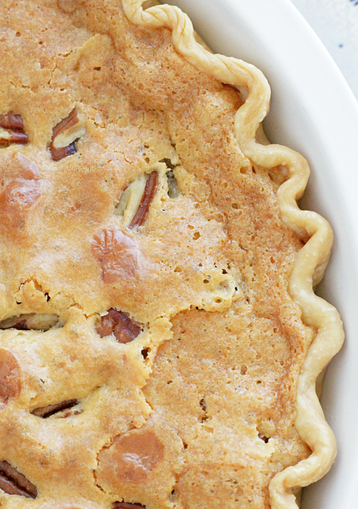 chocolate chip cookie pie - top view of whole pie