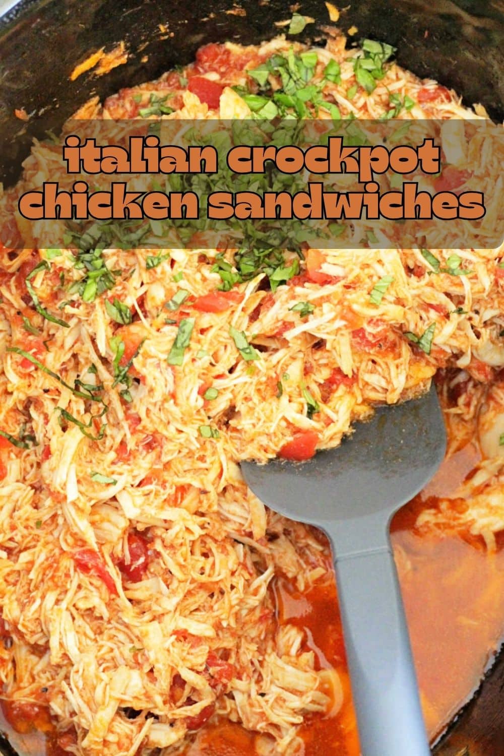 Italian crockpot chicken sandwiches are an easy dinner with big flavor. Delicious chicken piled high on toasty garlic bread. via @foodtasticmom