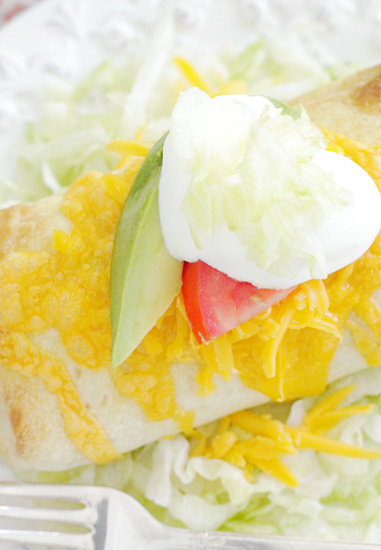 oven fried chimichangas close up on plate