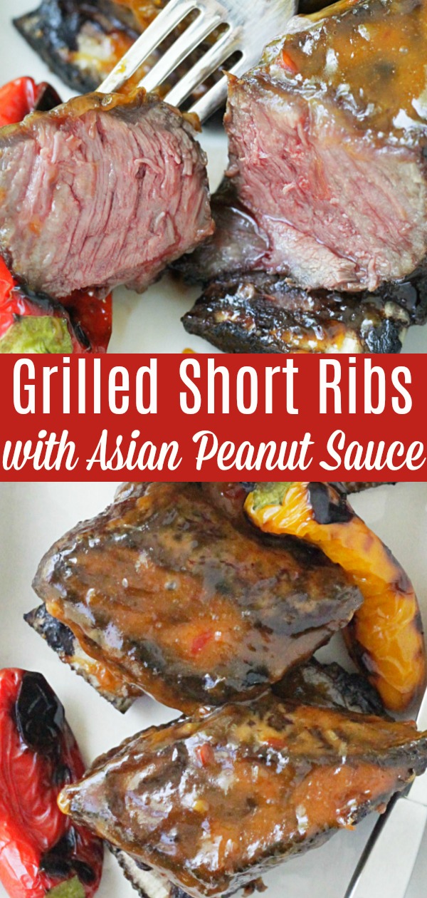 Grilled Short Ribs with Asian Peanut Sauce | Foodtastic Mom #shortribsrecipes #shortribs #grillingrecipes #grilledshortribs