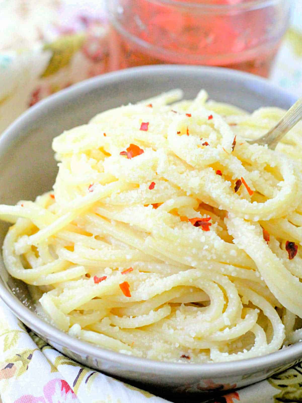 a bowlful of buttery pasta