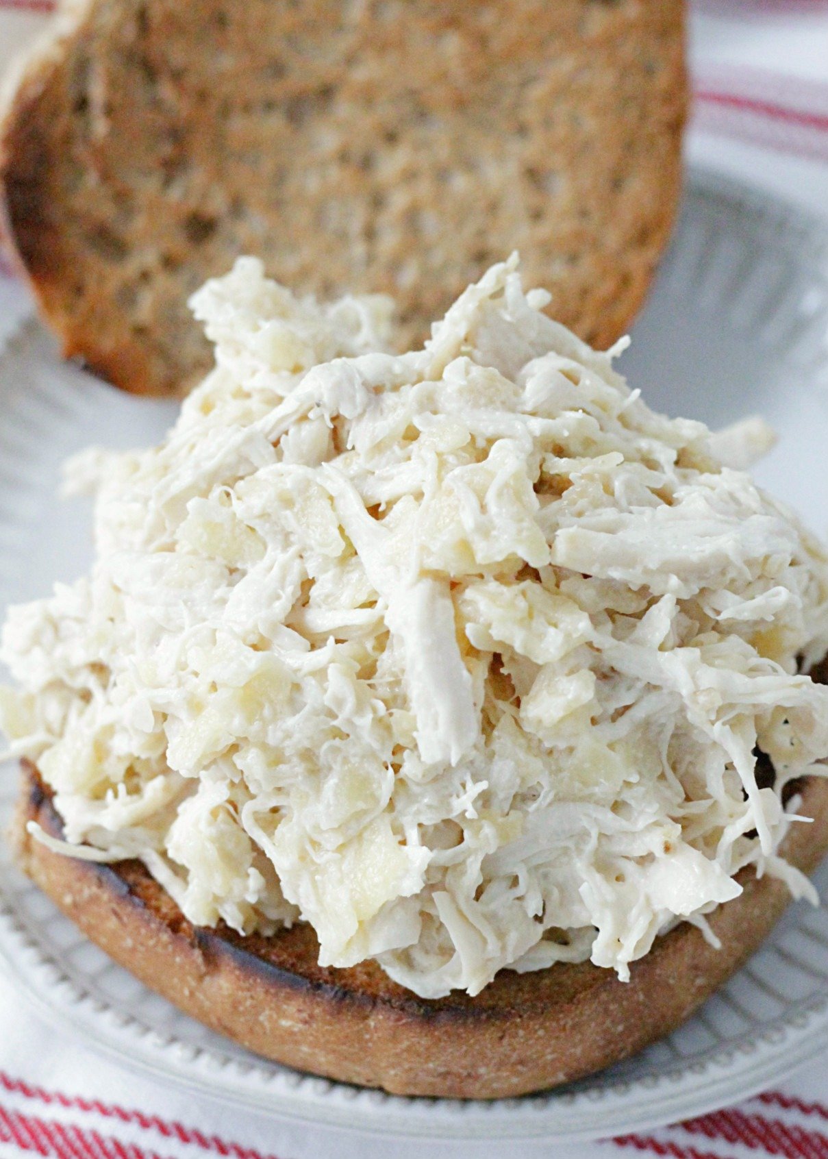 open face shredded chicken sandwich