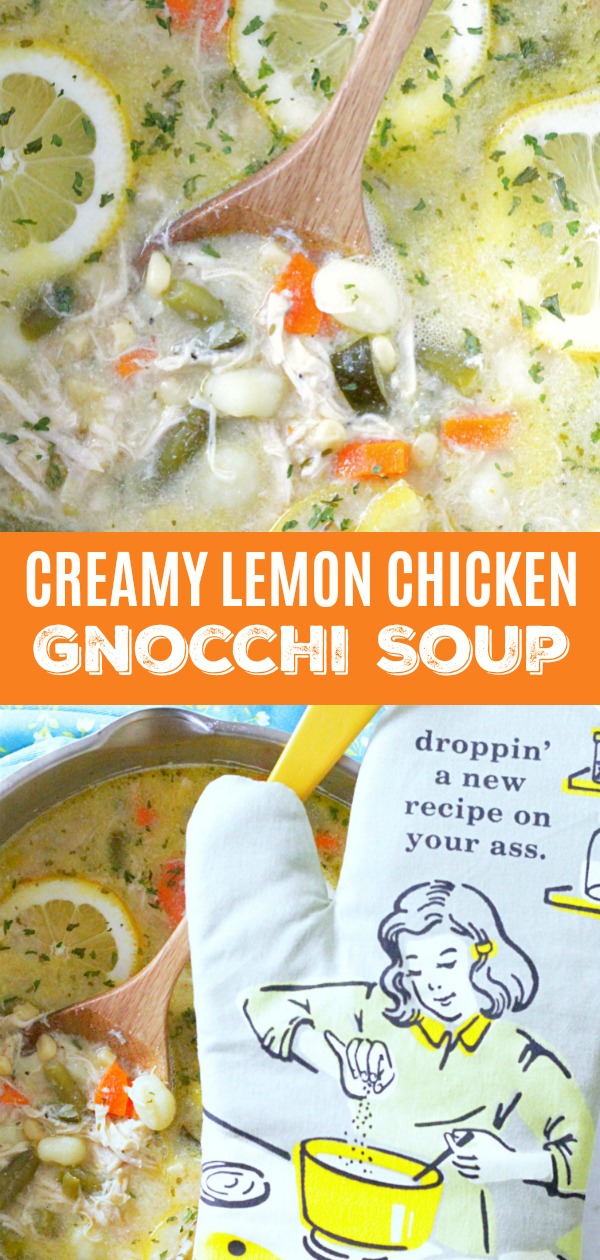 Creamy Lemon Chicken Gnocchi Soup | Foodtastic Mom #chicken #chickenrecipes #souprecipes #chickensoup #creamylemonchickengnocchisoup