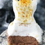 ghostly s'mores cheesecakes with bite taken out