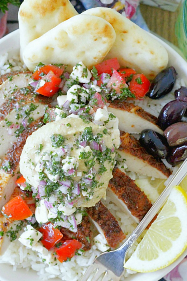 greek chicken rice bowls