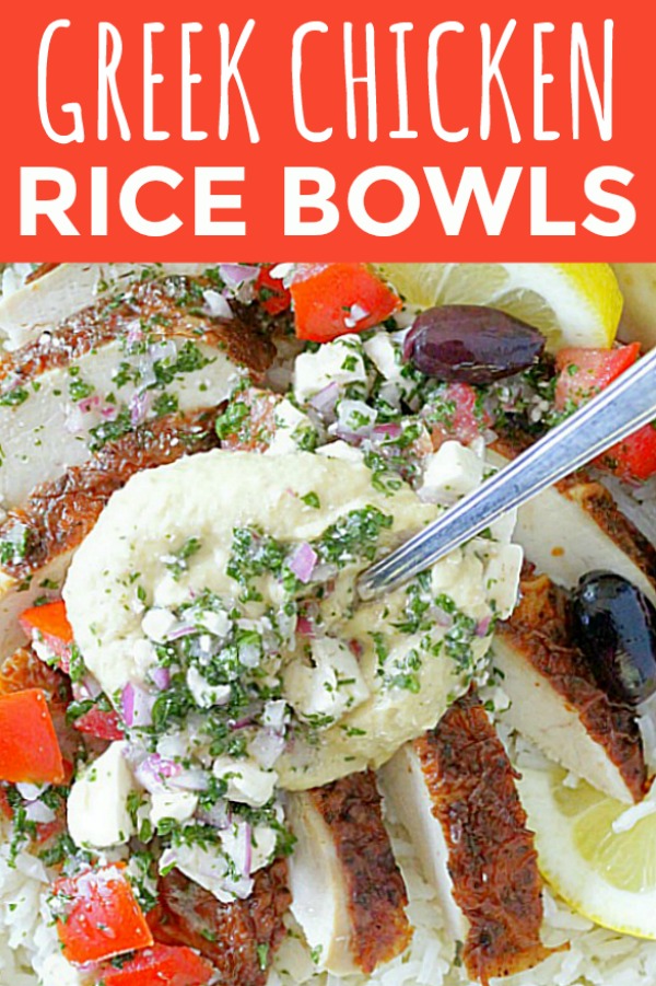 Greek Chicken Rice Bowls | Foodtastic Mom #chickenrecipes #ricebowls