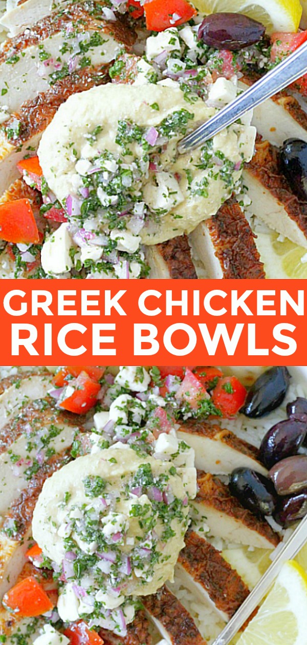 Greek Chicken Rice Bowls | Foodtastic Mom #chickenrecipes #ricebowls