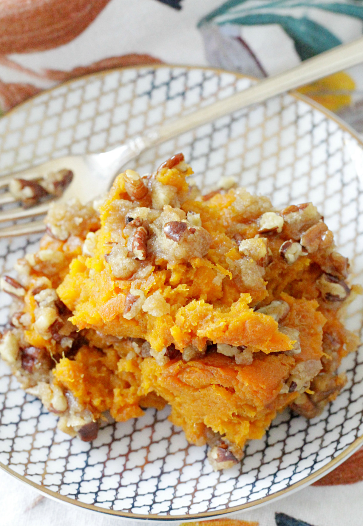 sweet potato pumpkin casserole on serving dish