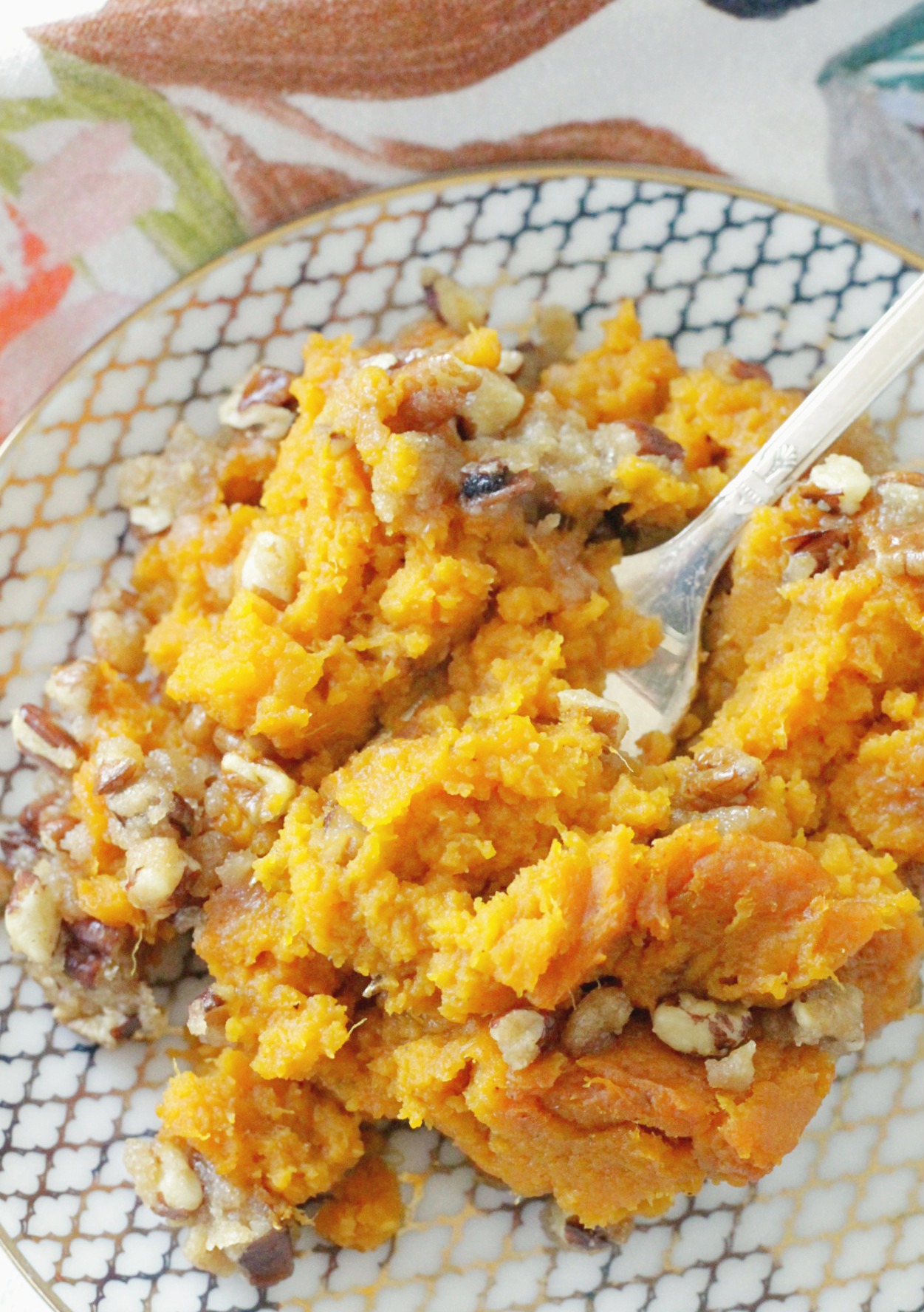 overhead view of sweet potato pumpkin casserole