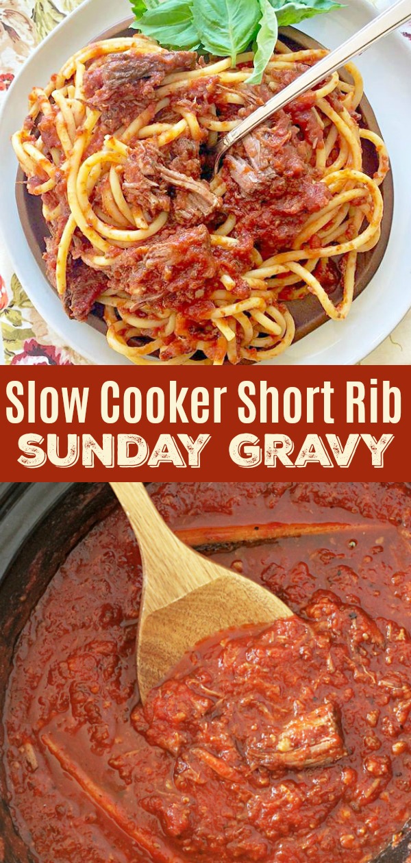 Slow Cooker Short Rib Sunday Gravy | Foodtastic Mom #ad #ohiobeef #slowcookerrecipes #crocktober #shortribs #shortribsrecipes #slowcookerpastasauce